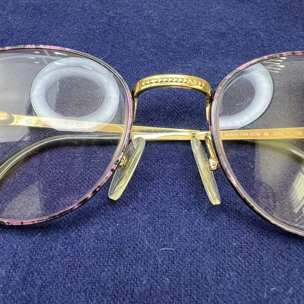 Vtg 80S Christian Dior Frames Only Austria 2778 Gold W Marbled Decor 51-19-135